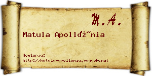 Matula Apollónia névjegykártya